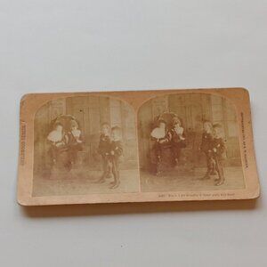 CUTE ANTIQUE Stereograph Card 1884 CHILDHOOD SERIES "I wonder if these girls wil